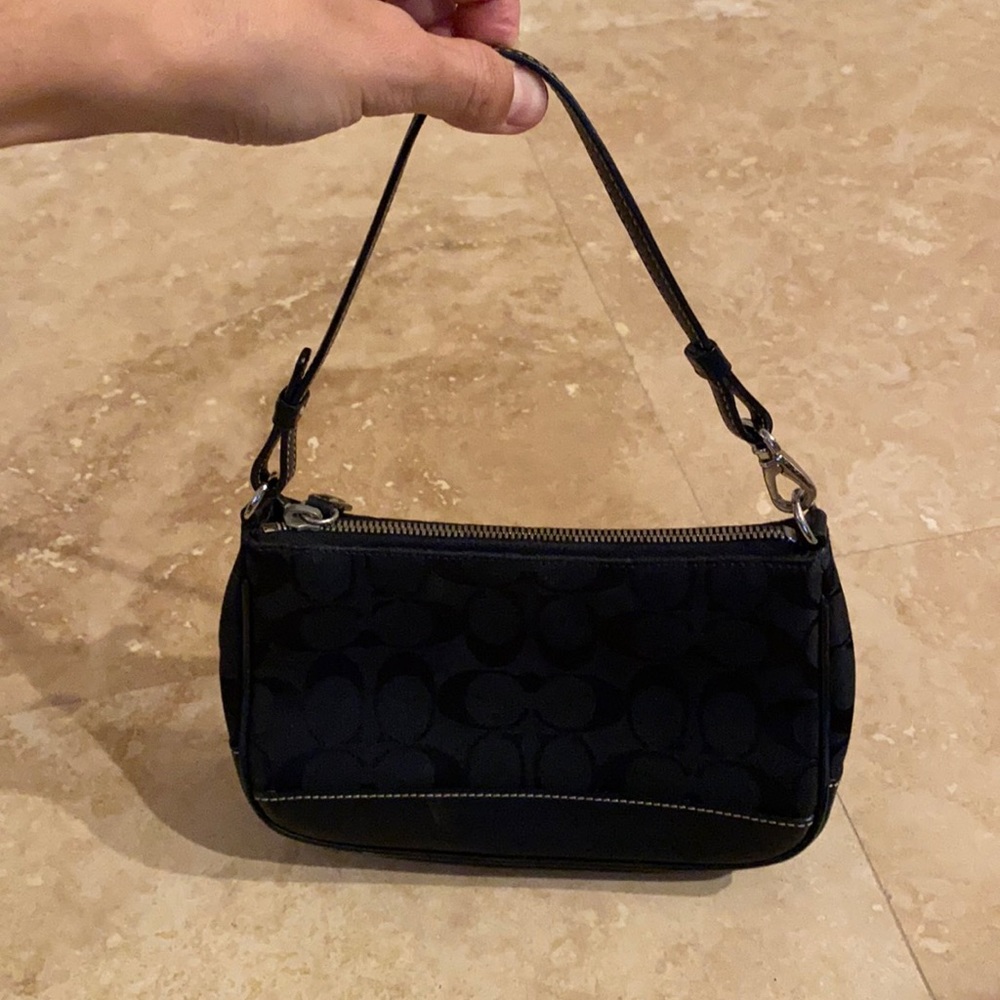 Coach black signature baguette bag